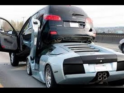 أغبياء في سيارات رياضية فاخرة يتسببون بحوادث خطيرة ومخيفة