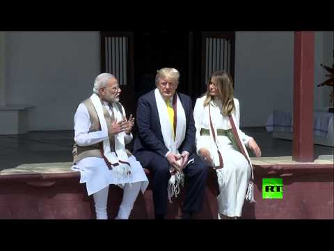 زيارة دونالد ترامب وزوجته ميلانيا إلى منزل غاندي في مدينة أحمد آباد