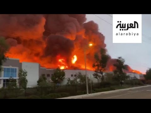 حريق ضخم يلتهم شركة أمازون في ولاية كاليفورنيا الأميركية