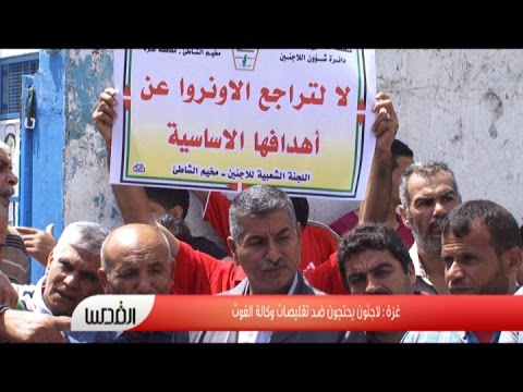 شاهد لاجئون يحتجون ضد تقليصات وكالة الغوث